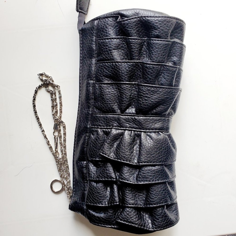 Le chateau Black Ruffle Clutch purse,Evening purse